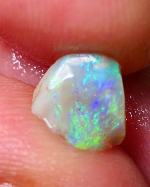 Lightning Ridge Opal Dark Crystal Base Seam Rough Rub 1.15cts Gorgeous Stunning Bright Green Blue dominant fires 8x8x3mm NS135