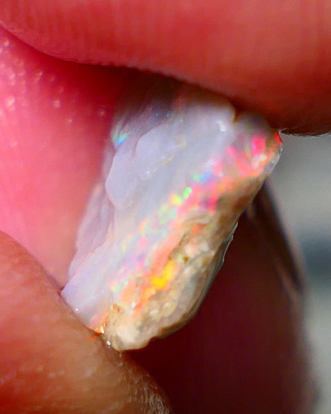 Lightning Ridge Rough Opal 2.25cts Dark Crystal Knobby formation showing Orange/Red/Yellow 11x10x4mm NS162