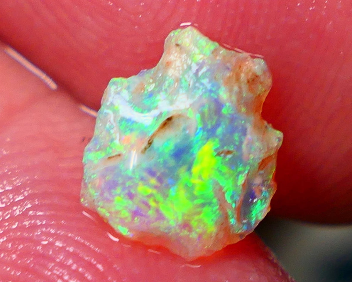 Bit of Chinese Writing pattern/Script also POPPING Opal Rub Rough Gem Grade Crystal BLING BLING VIBRANT M.FIRES 8x7x2mm NS142