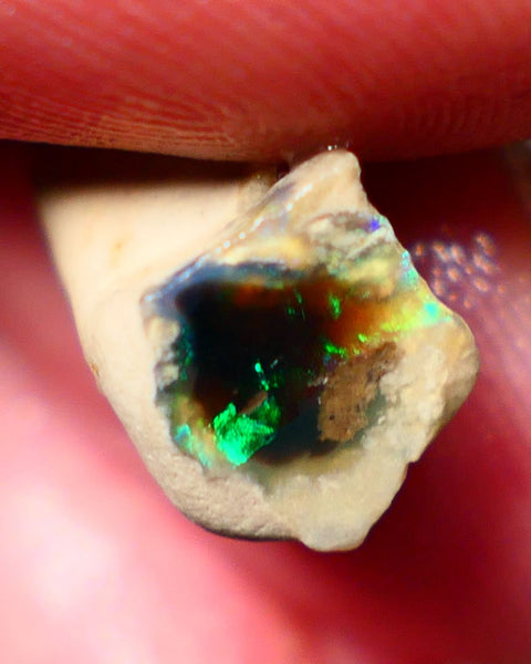 "Claws/Slashes/Feather/Bamboo" Exotic pattern Black Crystal Opal Miners Bench® Small Knobby Rough Rub 4.00cts Slightly Directional Yellow/Green/Teal/Blue 15x8x8mm NS165