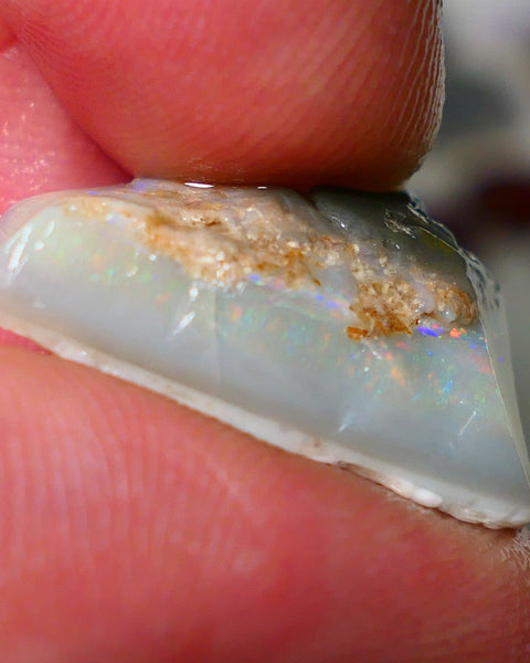 Coober Pedy Rough Opal 11.50cts Dark Crystal Seam showing Lots of Orange Dominant M.colours 23x10x8mm NS173