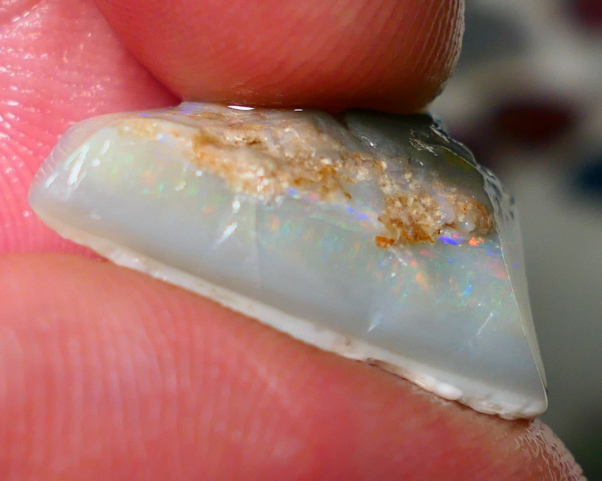 Coober Pedy Rough Opal 11.50cts Dark Crystal Seam showing Lots of Orange Dominant M.colours 23x10x8mm NS173