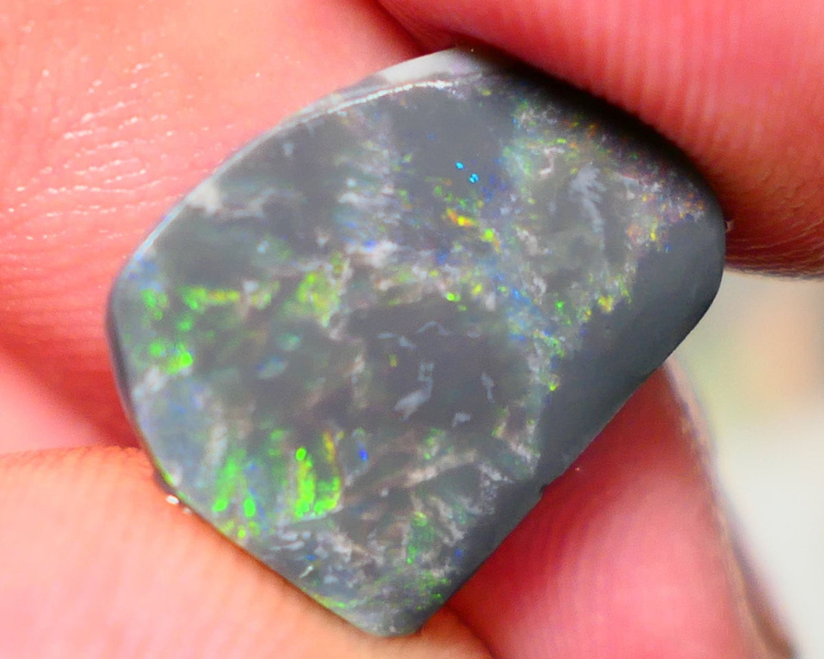 Lightning Ridge Opal Big Picture stone Rough/Rub Dark Base From the Miners Bench® 6.30cts Lovely Yellow/Orange/Blue/Green fires 17x13x4mm NSW029