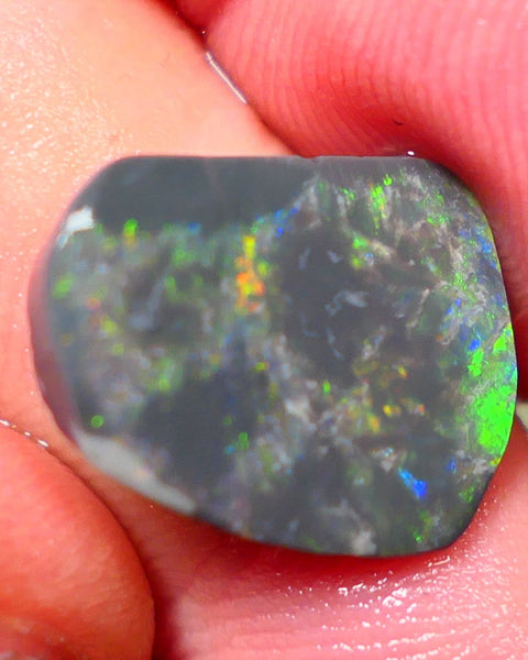 Lightning Ridge Opal Big Picture stone Rough/Rub Dark Base From the Miners Bench® 6.30cts Lovely Yellow/Orange/Blue/Green fires 17x13x4mm NSW029