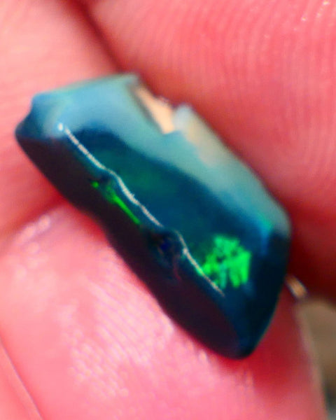 "Almost Chinese Writing" Exotic pattern Dark Opal Miners Bench® Seam Rough Rub 4.50cts Slightly Directional Green/Teal/Blue 17x7x5mm NSW027