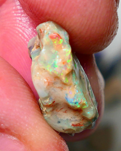 Lightning Ridge Rough Fossil opal 7.00cts Yellow orange dominant Fires 20x11x9mm NS147