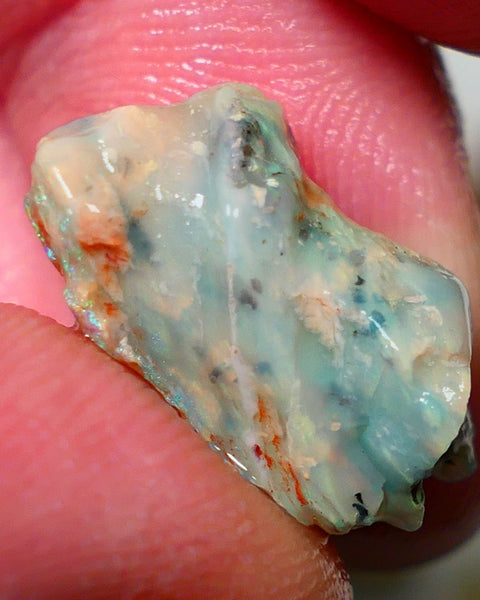 Lightning Ridge Rough Fossil opal 7.00cts Yellow orange dominant Fires 20x11x9mm NS147