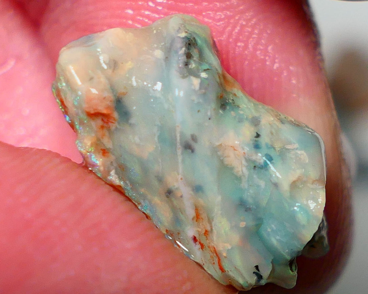 Lightning Ridge Rough Fossil opal 7.00cts Yellow orange dominant Fires 20x11x9mm NS147