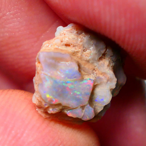 Lightning Ridge Rough Opal 3.25cts Dark Base Crystal Seam formation Interesting Pastel colours 14x13x5mm NS170