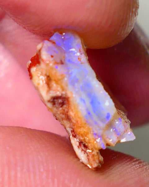 Coober Pedy Rough Opal 7.75cts Crystal/Light Seam showing nice Blue Colours in flat bars 18x15x7mm NS197