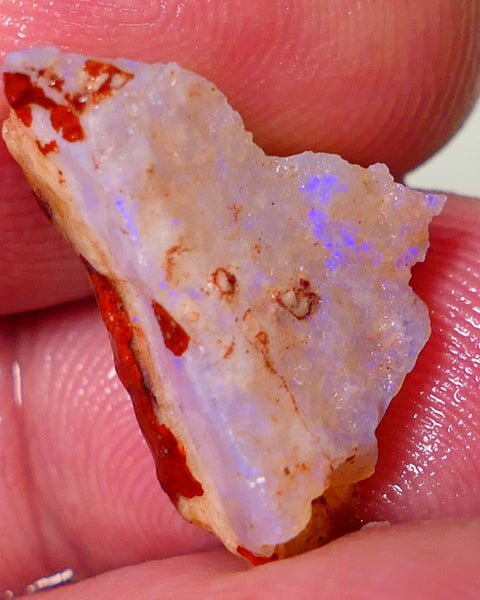 Coober Pedy Rough Opal 7.75cts Crystal/Light Seam showing nice Blue Colours in flat bars 18x15x7mm NS197