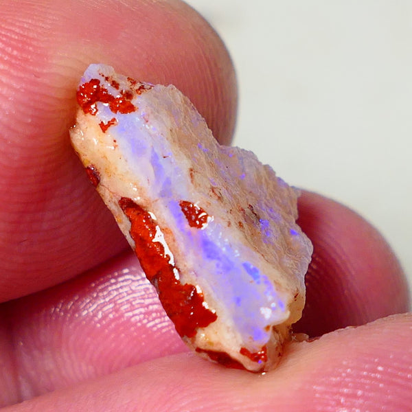 Coober Pedy Rough Opal 7.75cts Crystal/Light Seam showing nice Blue Colours in flat bars 18x15x7mm NS197