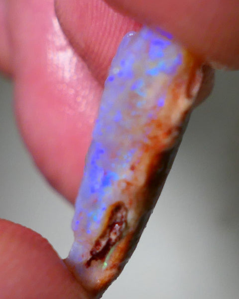 Coober Pedy Rough Opal 12.75cts Crystal/Light Seam showing nice Blue Colours in flat bars 23x18x6mm NS196