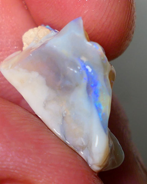 Lightning Ridge Rough Opal 11.25cts Light base Seam showing lots Nice blue colours 21x14x9mm NS180