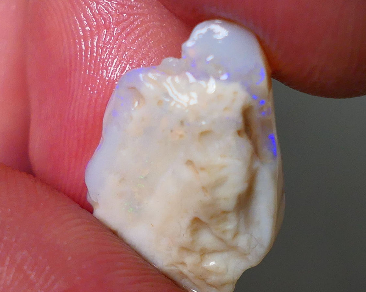 Lightning Ridge Rough Opal 8.00cts Light base Seam showing Nice blue colours 21x14x5mm NS179