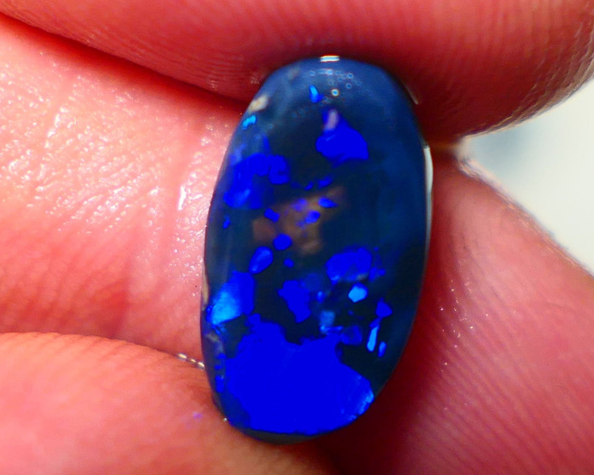 "Blocky Blues" on Black Crystal Opal Miners Bench® Knobby Rough Rub 2.90cts Stunning Bright Vibrant Blues 13x8x3.5mm NSA016