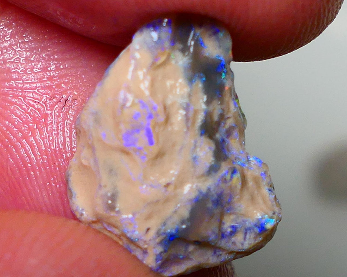 Lightning Ridge Rough Opal 5.50cts Crystal Base Gamble Knobby formation Bright blue fires some yellow flashes 16x13x6mm NS211