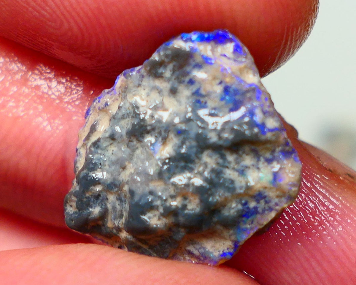 Lightning Ridge Rough Untouched Black/Dark Knobby opal 5.20cts Gorgeous blues showing around the edges sold as gamble 17x14x4mm RL012