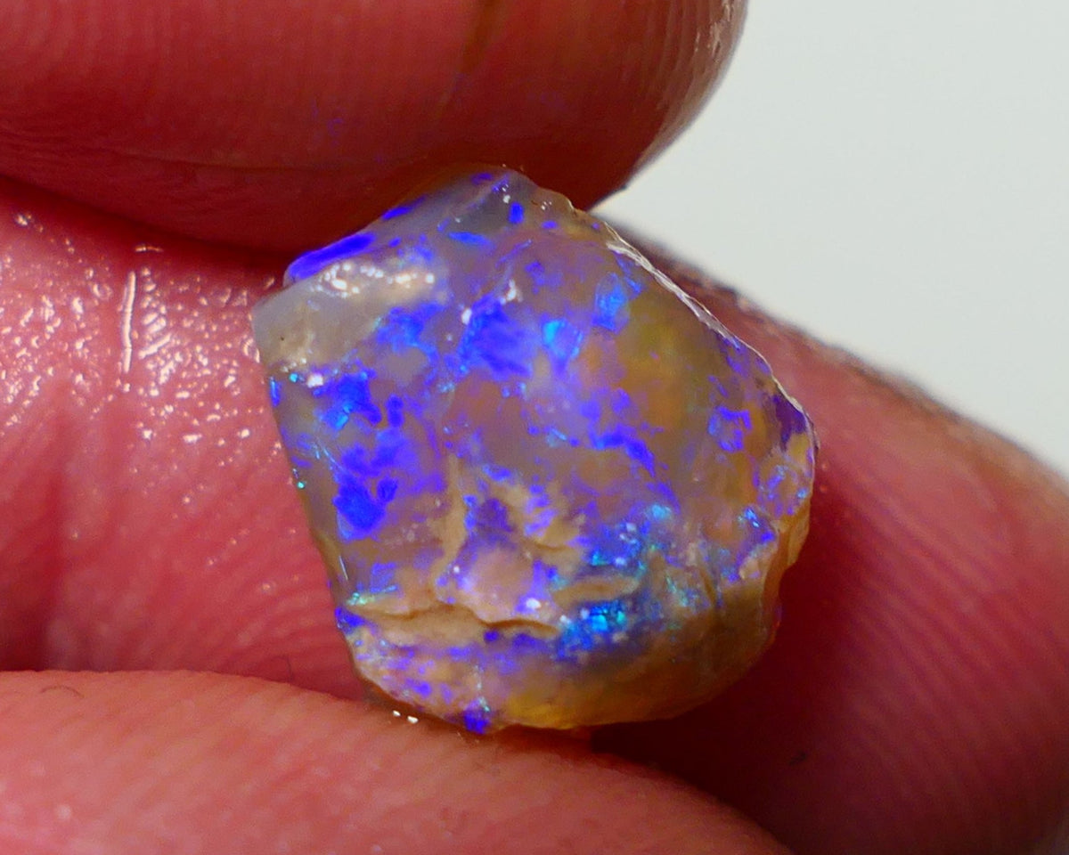 Lightning Ridge Rough Opal 4.00cts Crystal Base Gamble Knobby formation Gorgeous blue & Green fires 12x10x6mm NS305