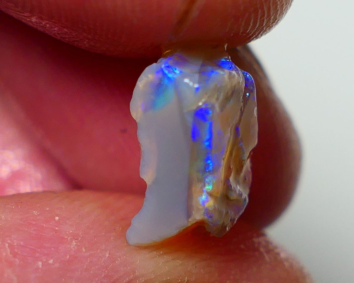 Lightning Ridge Rough Opal 4.00cts Crystal Base Gamble Knobby formation Gorgeous blue & Green fires 12x10x6mm NS305