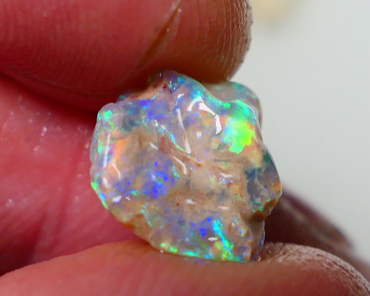 Lightning Ridge Rough Opal 3.70cts Dark Crystal Base Gamble Knobby formation Gorgeous Multifires 12x10x3mm NS300