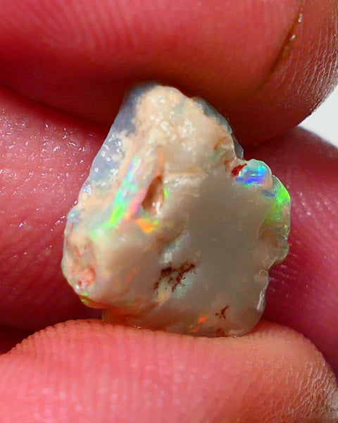 Lightning Ridge Rub / Rough Opal 6.00cts Dark Base Gamble Knobby Bits of Bright Multifires 12x12x6mm NS309