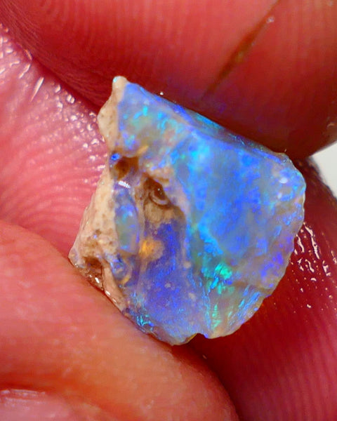 Lightning Ridge Rough Opal 3.50cts Crystal Base Knobby formation Gorgeous Bright Greens & Blues 12x10x7mm NS312