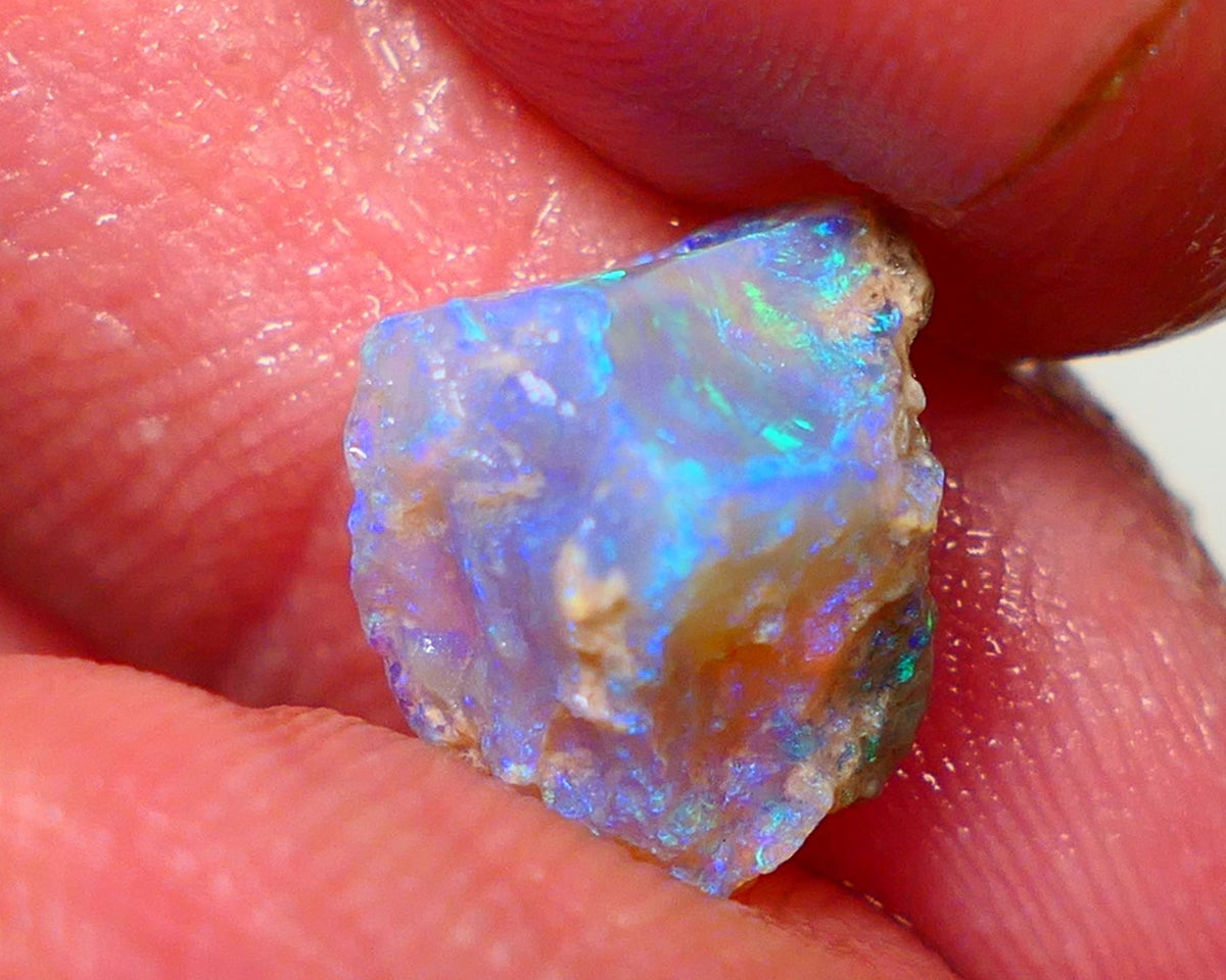 Lightning Ridge Rough Opal 3.50cts Crystal Base Knobby formation Gorgeous Bright Greens & Blues 12x10x7mm NS312