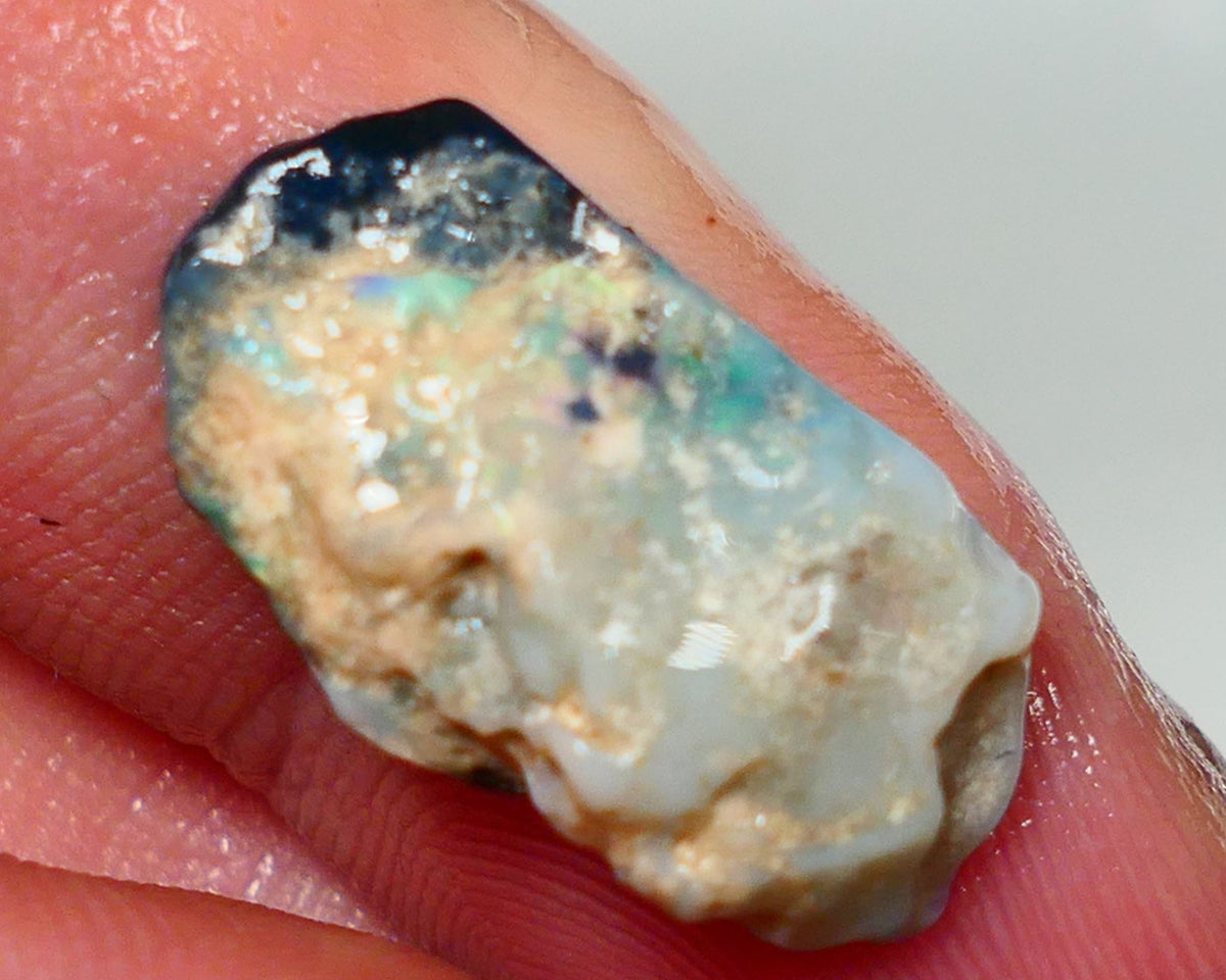 Lightning Ridge Rough Opal 5.75cts Dark Base Seam Bits Blue to gamble 21x11x4mm NS326