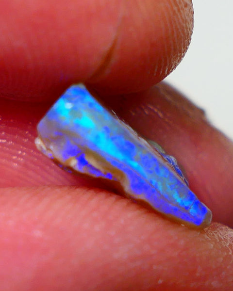 Lightning Ridge Rough Opal 3.75cts Dark Base Seam Bright Vibrant Gorgeous Teal / Blue Bar to Cut 12x9x4mm NS315