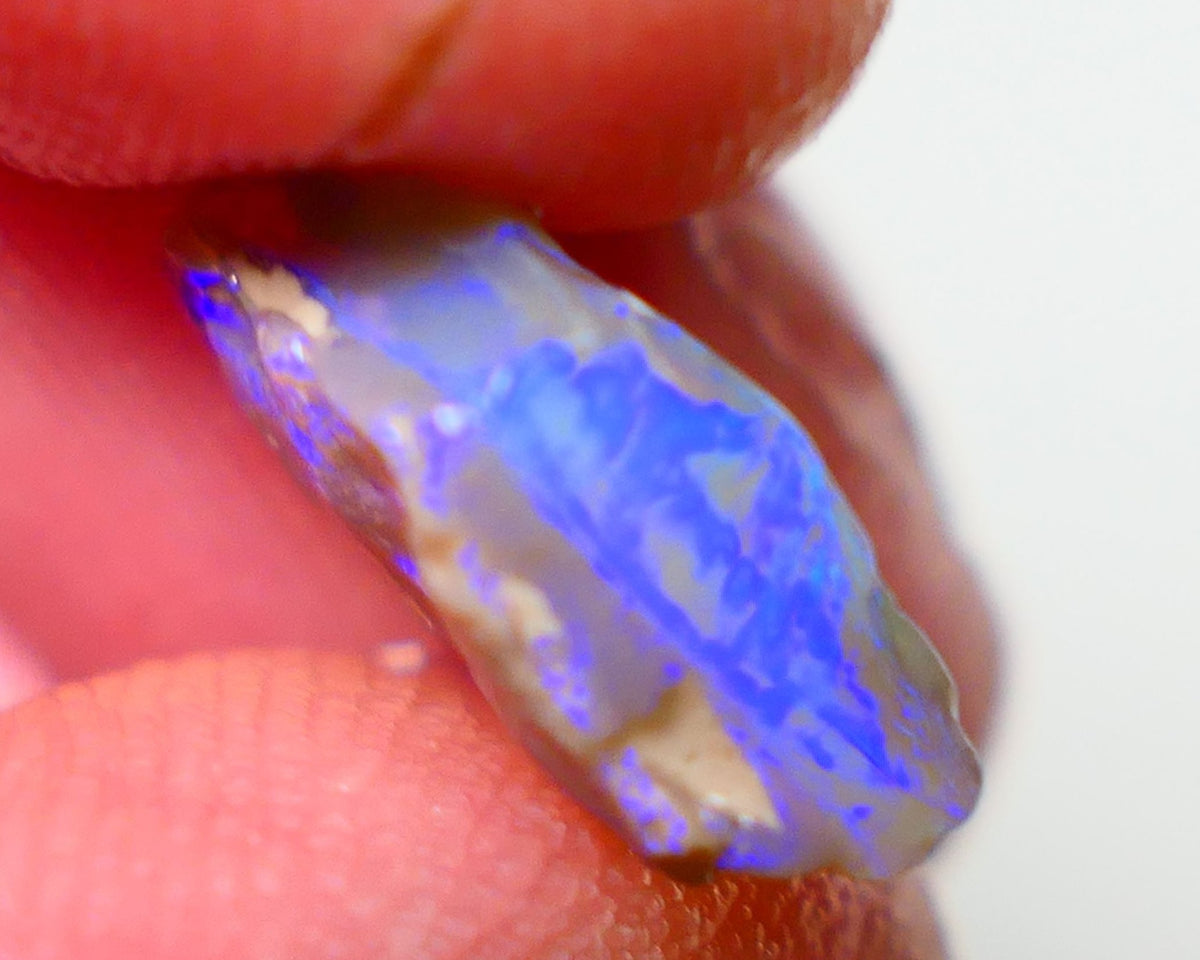 Lightning Ridge Rough Opal 3.75cts Dark Base Seam Bright Vibrant Gorgeous Teal / Blue Bar to Cut 12x9x4mm NS315