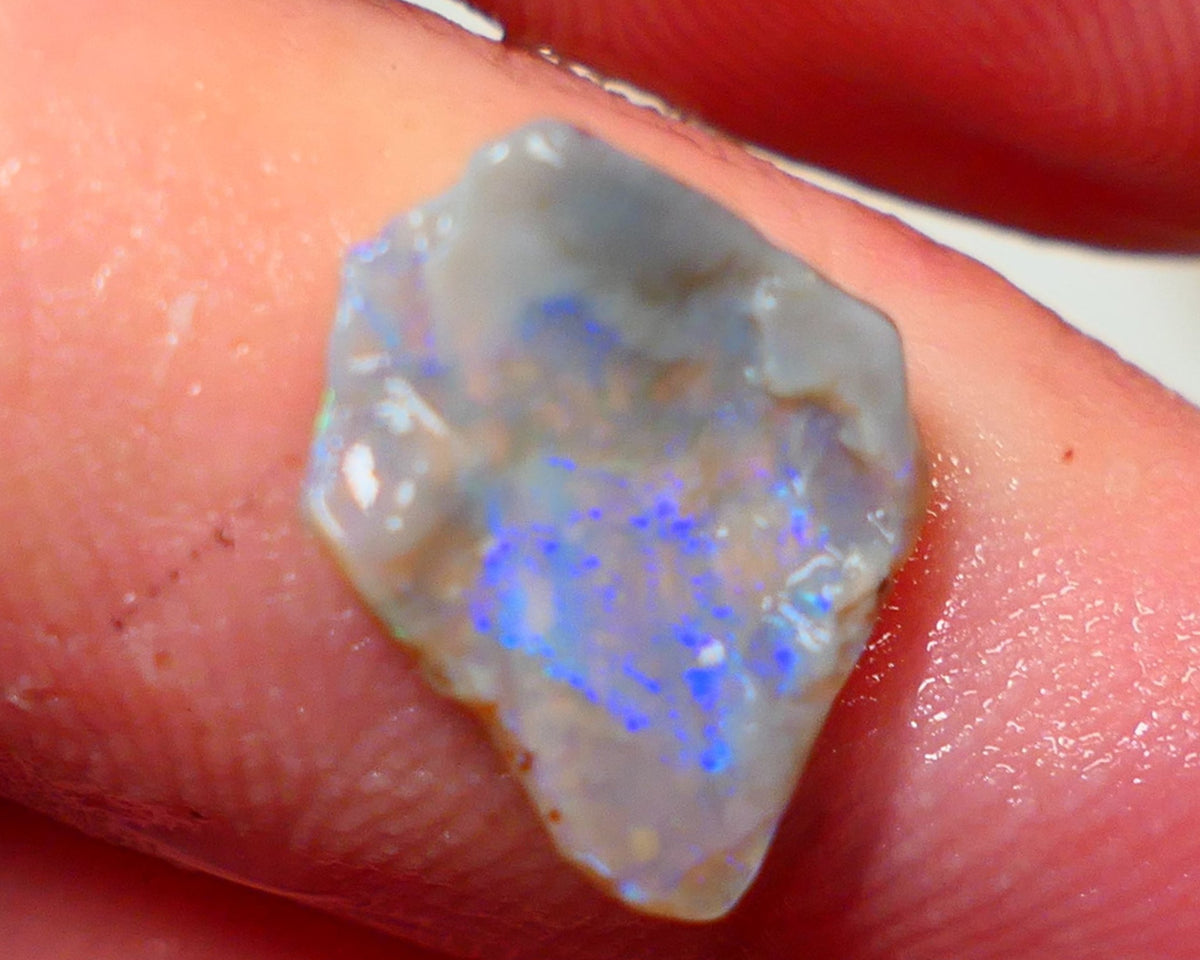 Lightning Ridge Rough Rub Directional Opal 2.30cts Dark Base Seam Blue Fires exposed to face 12x11x3mm NS314