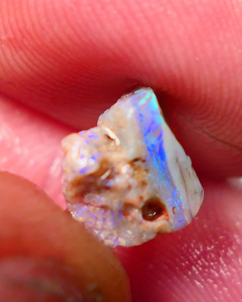 Lightning Ridge Rough Opal 1.75cts Dark Base Seam Bright Vibrant Gorgeous Green / Teal / Blue Bar 11x9x6mm NS336