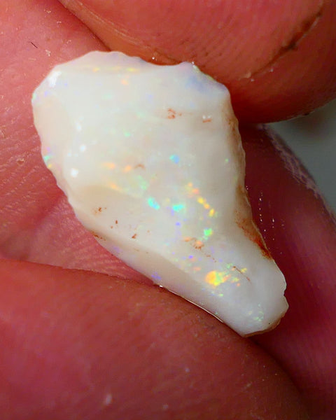 Lightning Ridge Rough Opal 4.25cts Light base Seam showing Yellow/Orange Dominant M.colours to cut 19x11x5mm NS334