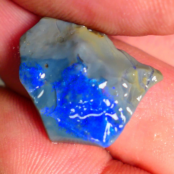 Lightning Ridge Rough Opal 9.50cts Dark Base Seam Bright  Gorgeous Vibrant Blue Bar 20x17x5mm NS345