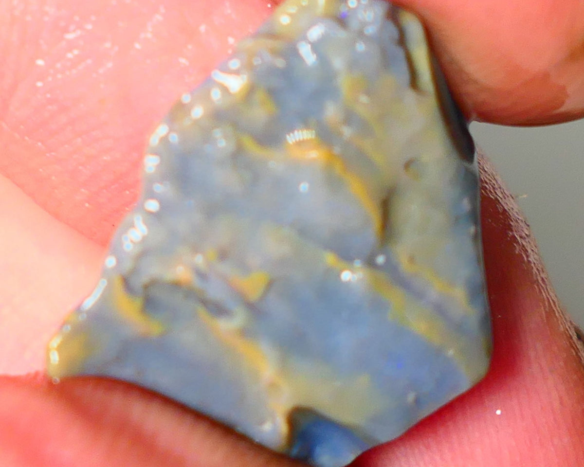 Lightning Ridge Rough Opal 9.50cts Dark Base Seam Bright  Gorgeous Vibrant Blue Bar 20x17x5mm NS345