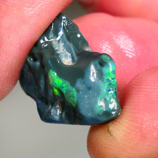 Mulga Rough Opal Gamble 15cts Dark Base Seam Green Blue Yellow fires to gamble 23x16x10mm NS342