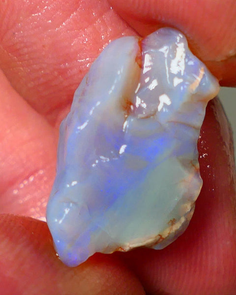 Lightning Ridge Rough Opal 11cts Crystal Base Seam Nice Blue Bar 23x13x6mm NS341