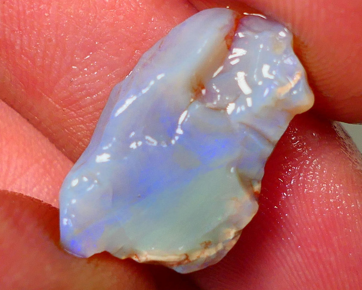 Lightning Ridge Rough Opal 11cts Crystal Base Seam Nice Blue Bar 23x13x6mm NS341