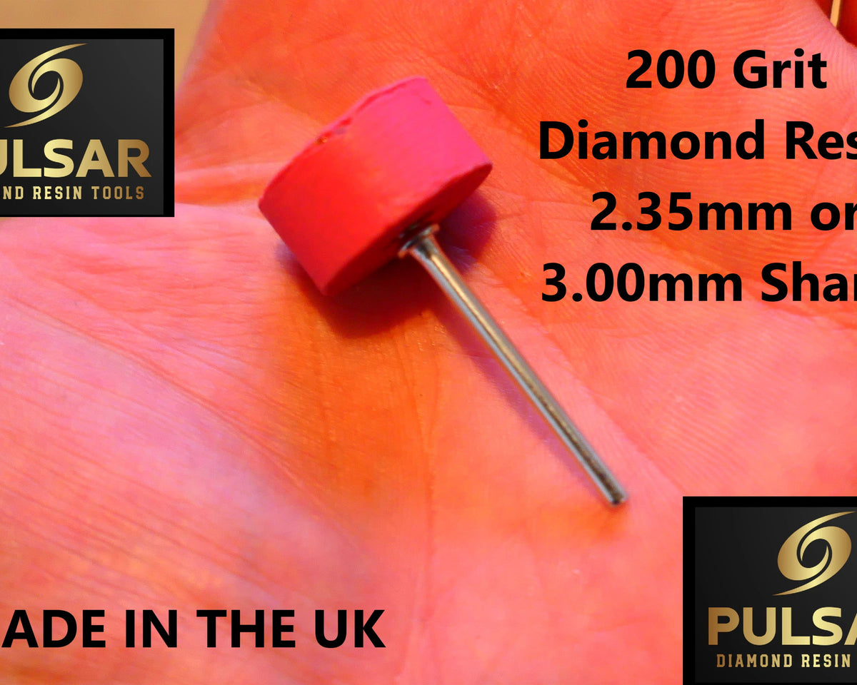 PULSAR DIAMOND® Mk2 Little Ripper™ Hub Drive Diamond Resin Wheels SINGLE 200Grit PINK IN STOCK READY TO SHIP 2.35mm or 3mm mandrels 20x10mm Soft-Touch Resin Lapidary Burr For Rotary Tools carving Polishing Grinding