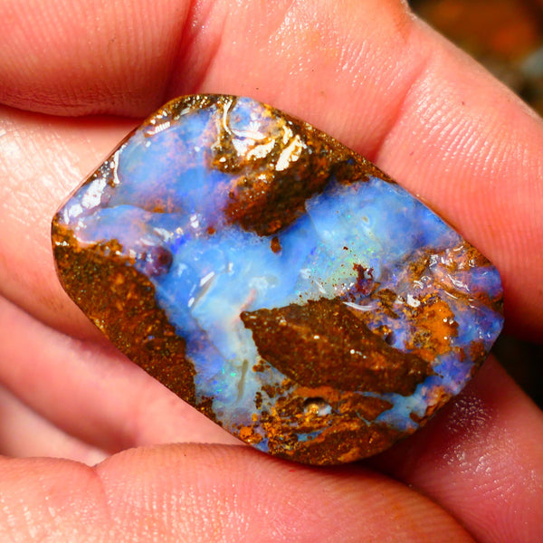 Queensland Boulder opal cts rough/slice/rub Winton Nice Blue fires showing on the opal face ALP0