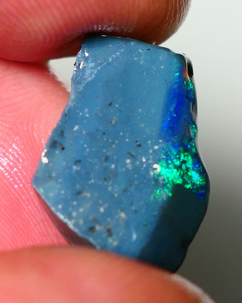 Lightning Ridge Rough Rub Opal 10.00cts Black Base Seam Bright  Gorgeous exposed Vibrant Multifires 23x14x4mm NS351