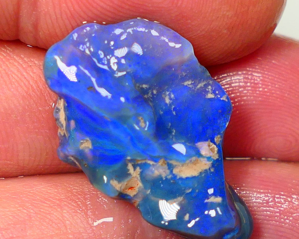 Lightning Ridge Rough Opal 17.00cts Black Base Crystal Seam Bright  Gorgeous  Vibrant Blue Bar 28x16x8mm NS350