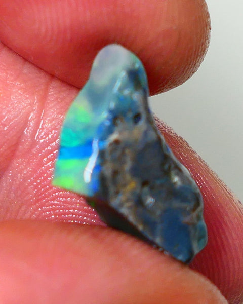 Lightning Ridge Rough Opal 7.25cts Dark Base Seam Bright  Gorgeous Exotic Multifires 18x10x7mm NS349