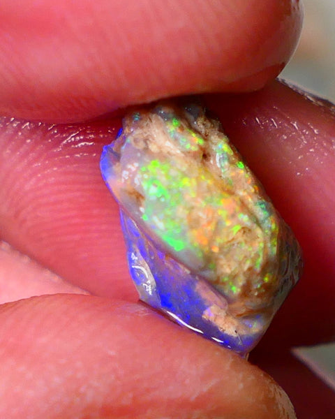 Lightning Ridge Gamble Knobby opal rough showing Very bright Multi colours 6.00cts 16x11x7mm  ALP114