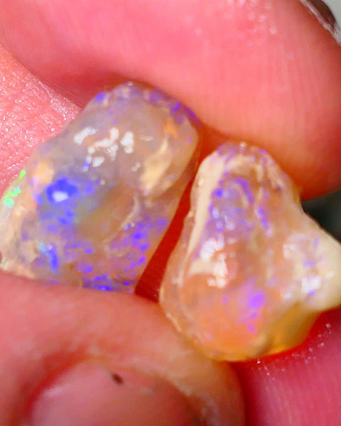 Lightning Ridge Gamble opal rough showing nice bright colours 13.00cts 17x11x8mm & 13x12x11mm ALP112