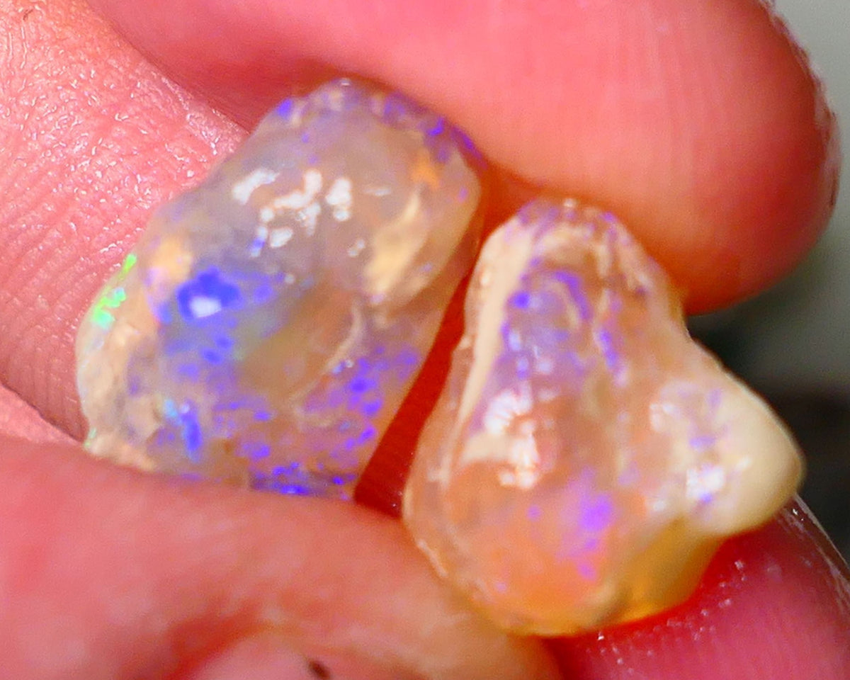 Lightning Ridge Gamble opal rough showing nice bright colours 13.00cts 17x11x8mm & 13x12x11mm ALP112