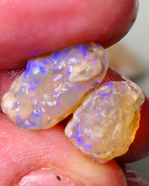 Lightning Ridge Gamble opal rough showing nice bright colours 13.00cts 17x11x8mm & 13x12x11mm ALP112