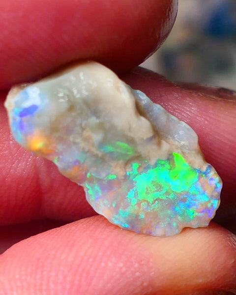 Lightning Ridge Gamble Crystal opal rough 7.00cts showing nice Multi bright colours 22x11x6mm ALP131