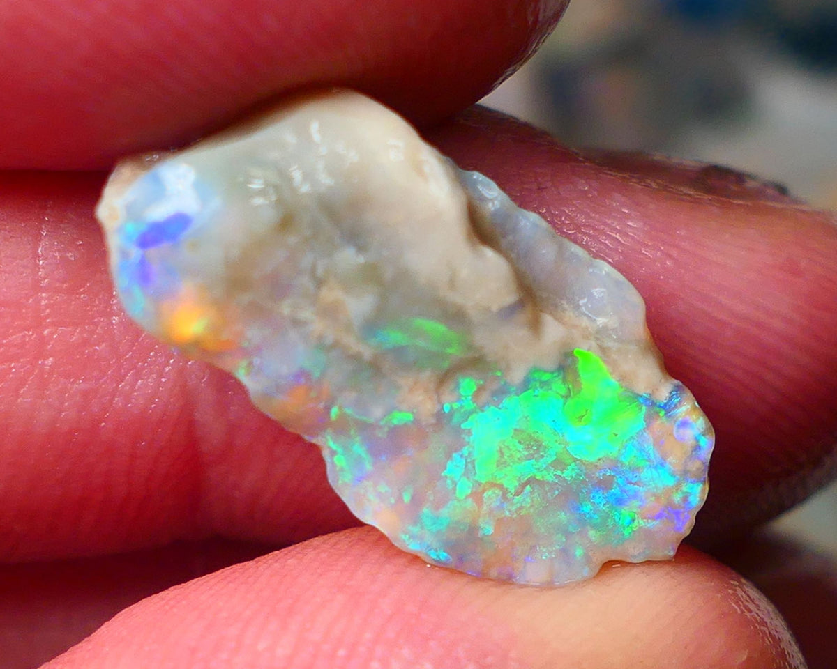 Lightning Ridge Gamble Crystal opal rough 7.00cts showing nice Multi bright colours 22x11x6mm ALP131